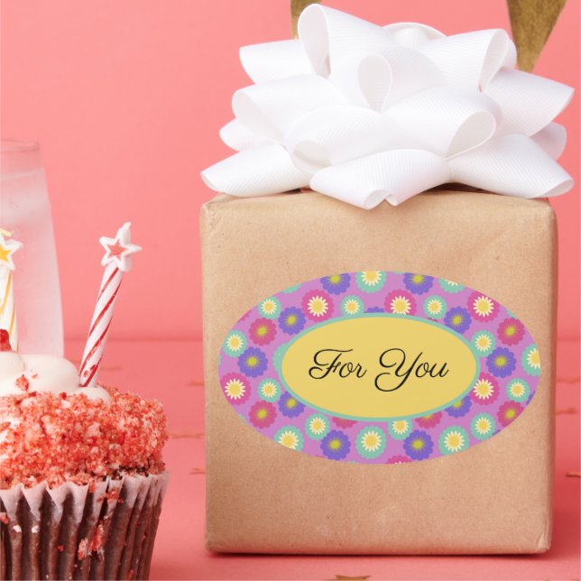 Pegatinas Florales Retro Vibrantes Personalizables (Fiesta)