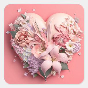 Pegatinas florales rosas del Día de la Madre