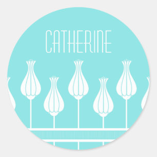 Pegatinas florales turquesa Art Deco