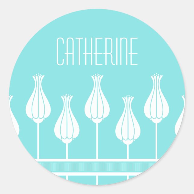 Pegatinas florales turquesa Art Deco (Anverso)