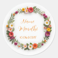 Pegatinas florales vibrantes de mendhi