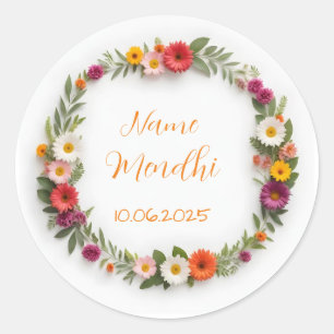 Pegatinas florales vibrantes de mendhi
