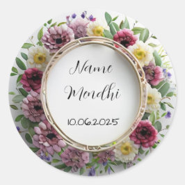 Pegatinas florales vibrantes de mendhi