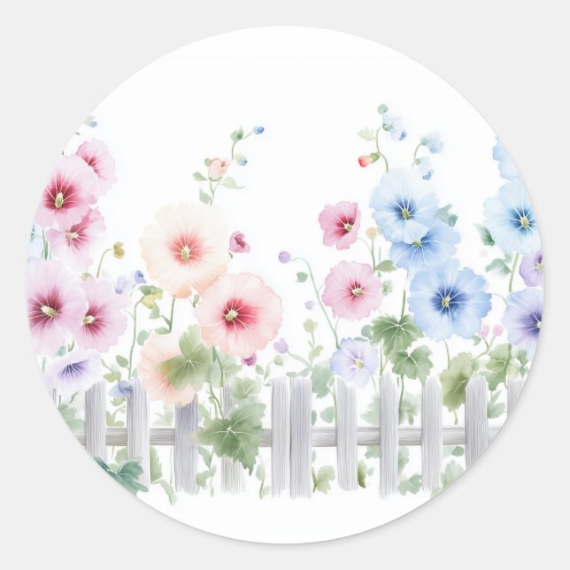 Pegatinas Flores de Malva Acuarela (Anverso)