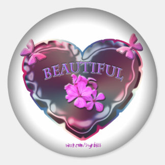 Pegatinas Flourescent Heart Round