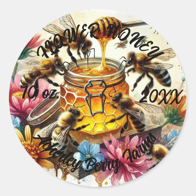 Pegatinas FLOWER HONEY para jarras (Anverso)