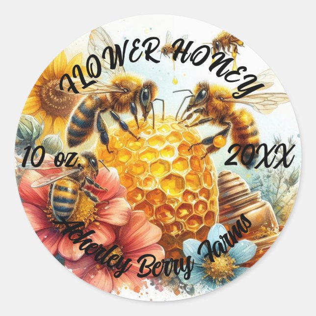 Pegatinas FLOWER HONEY para jarras (Anverso)