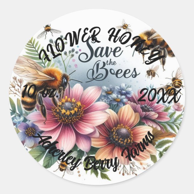 Pegatinas FLOWER HONEY para jarras (Anverso)