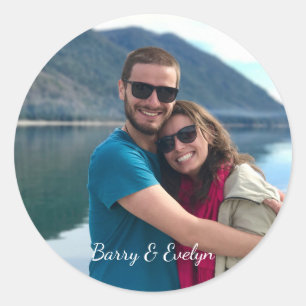 Pegatinas fotográficos con texto en la parte infer