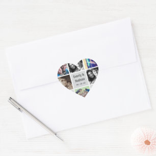 Pegatinas fotográficos de Boda de forma de corazón
