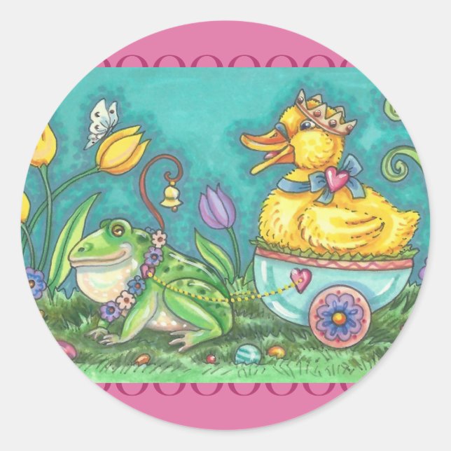 Pegatinas FROG & DUCK PRINCE EASTER - Hoja redonda (Anverso)