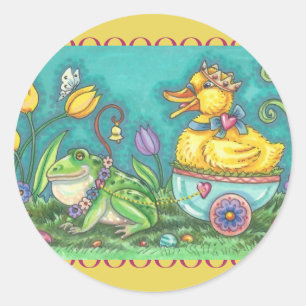 Pegatinas FROG & DUCK PRINCE EASTER - Hoja redonda