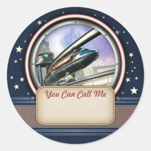 Pegatinas futuristas retros de la etiqueta del