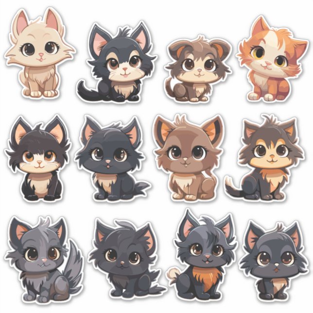 Pegatinas gatos adorables (Anverso)