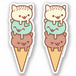 Pegatinas Gatos CINCO DE HELADO DE VERANO