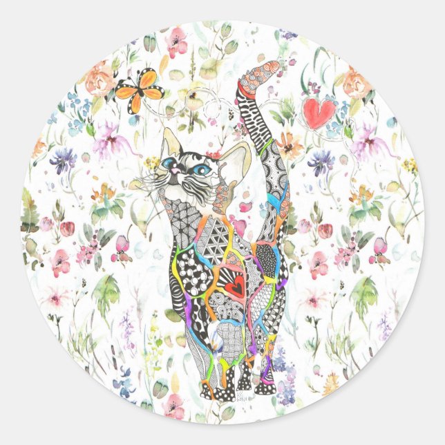 Pegatinas gatos cortos y coloridos (Anverso)