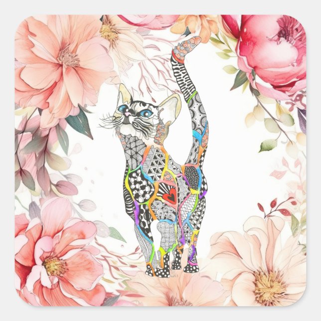 Pegatinas gatos cortos y coloridos (Anverso)