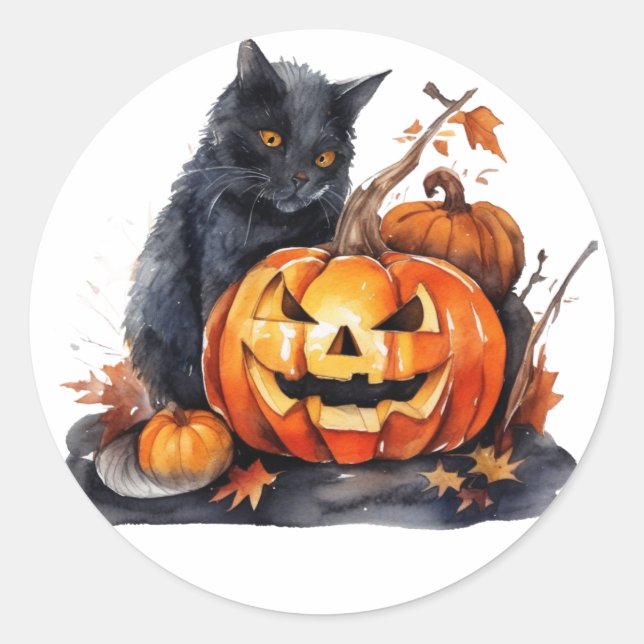 Pegatinas gatos de Halloween (Anverso)
