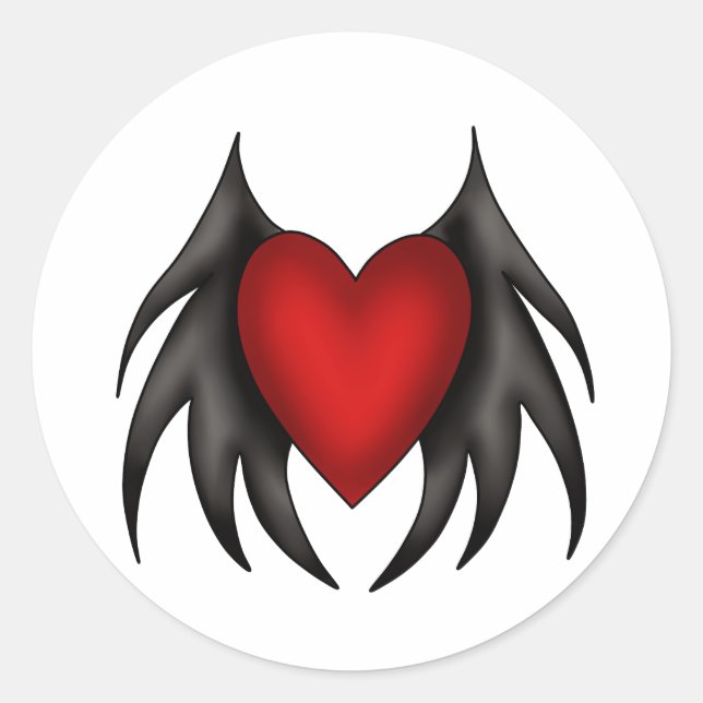 Pegatinas góticos del corazón lindos y rojos (Anverso)