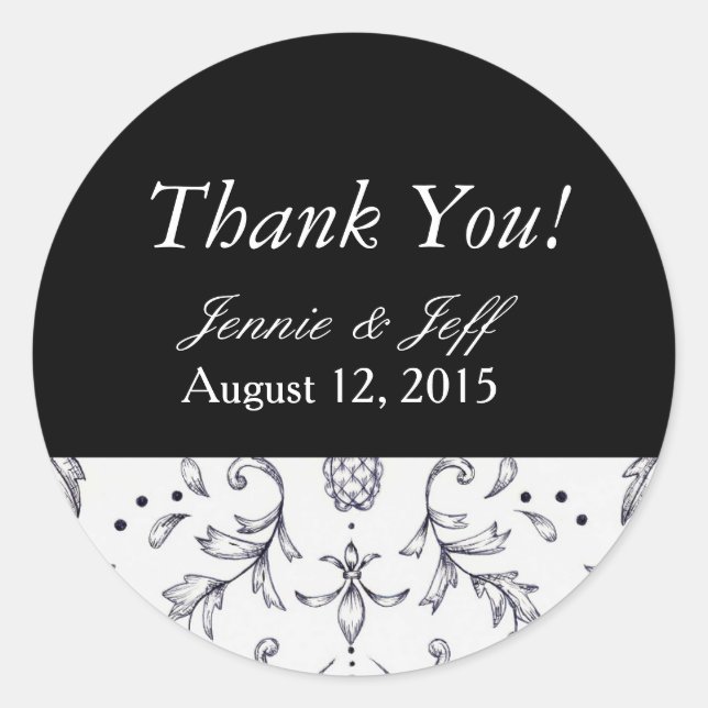 Pegatinas Gracias Damask Black and White (Anverso)