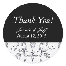 Pegatinas Gracias Damask Black and White