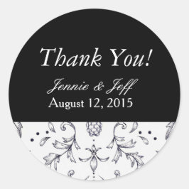 Pegatinas Gracias Damask Black and White