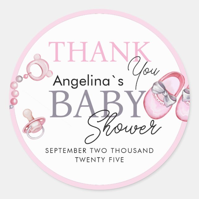 Pegatinas gracias por la ducha de bebé. (Anverso)