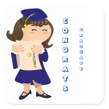 Pegatinas graduados del chica de Congrats