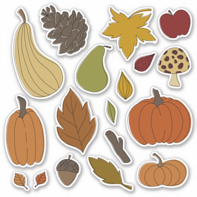 Pegatinas gráficos ilustrados de otoño (Anverso)