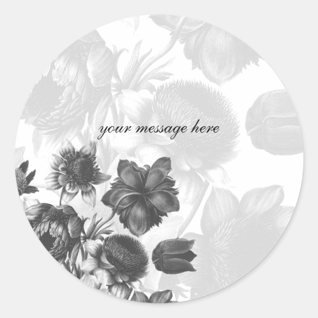 Pegatinas Gray Elegant Flower Wedding (Anverso)