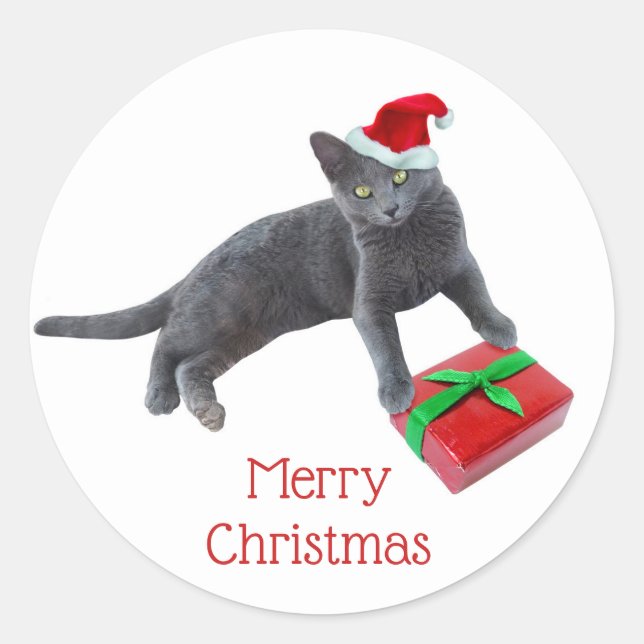 Pegatinas Gray Santa Cat (Anverso)