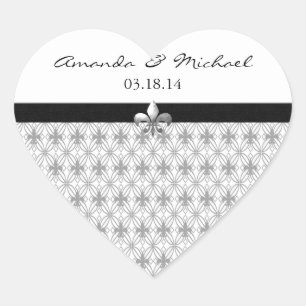 Pegatinas Gris Fleur de Lis Heart Personalizados