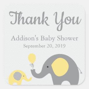 Pegatinas grises amarillos de Baby Shower del