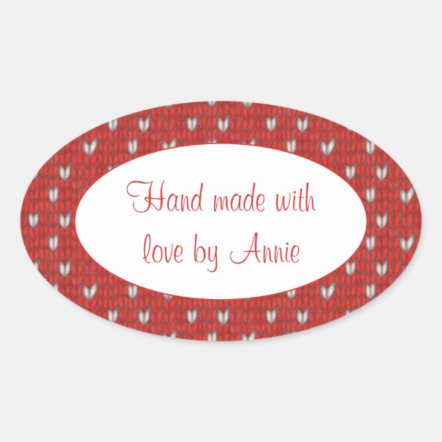 PEGATINAS "Hand Made" de HEART KNIT Oval (Anverso)