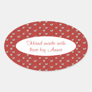 PEGATINAS "Hand Made" de HEART KNIT Oval