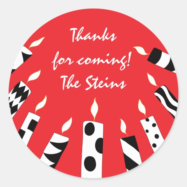 Pegatinas Hanukkah (1 1/2" o 3") Velas rojas/bl (Anverso)