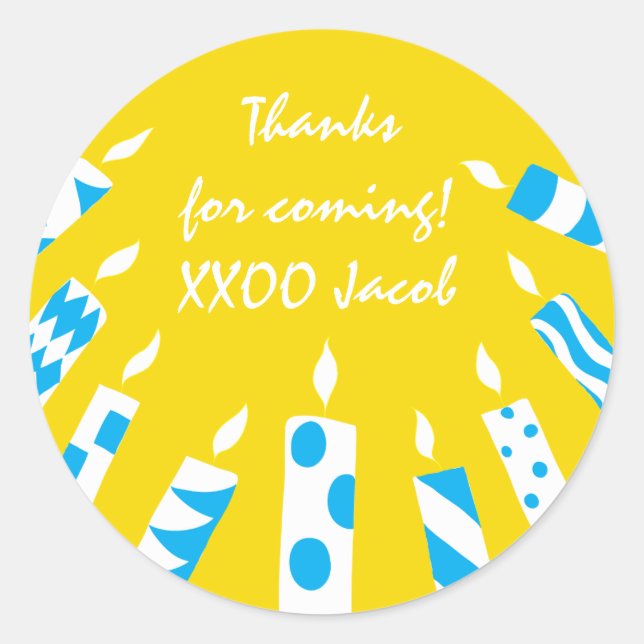 Pegatinas Hanukkah (1 1/2" o 3") Velas Yel/Blue (Anverso)