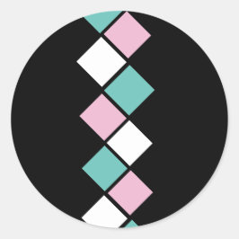 Pegatinas Harlequin Round (Negro, Aqua y Rosa)