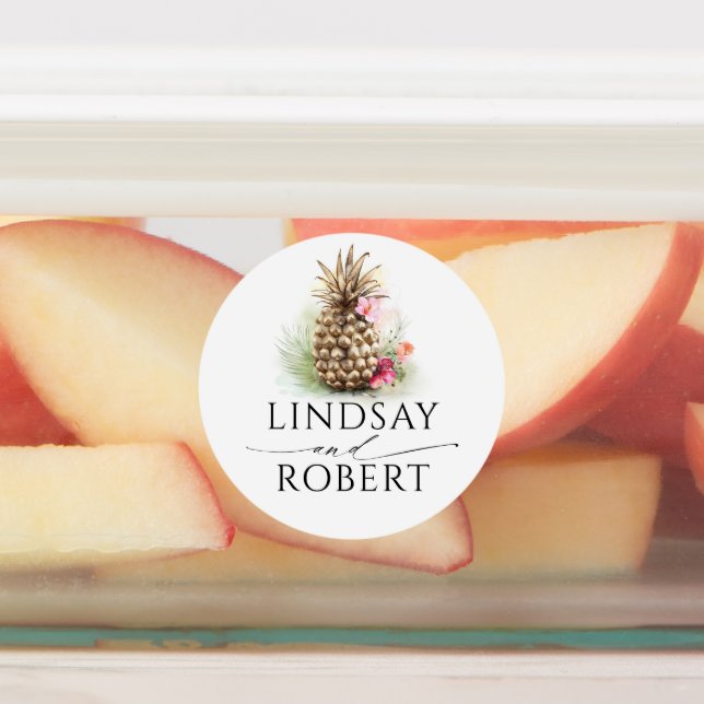 Pegatinas impermeables tropicales de piña dorada (Fijada)