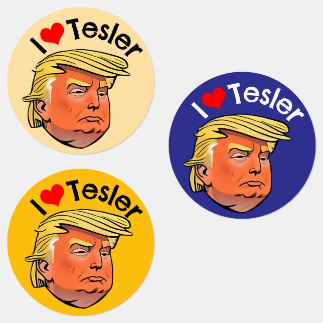 Pegatinas impermeables Trump "I love Tesler" (Grupo)
