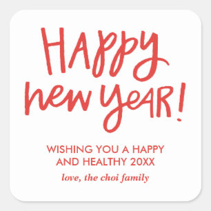 Pegatinas indicados con letras de la Feliz Año