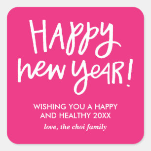 Pegatinas indicados con letras de la Feliz Año