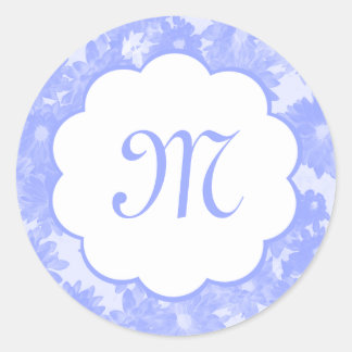 Pegatinas iniciales de Blue Floral Bouquet Monogra
