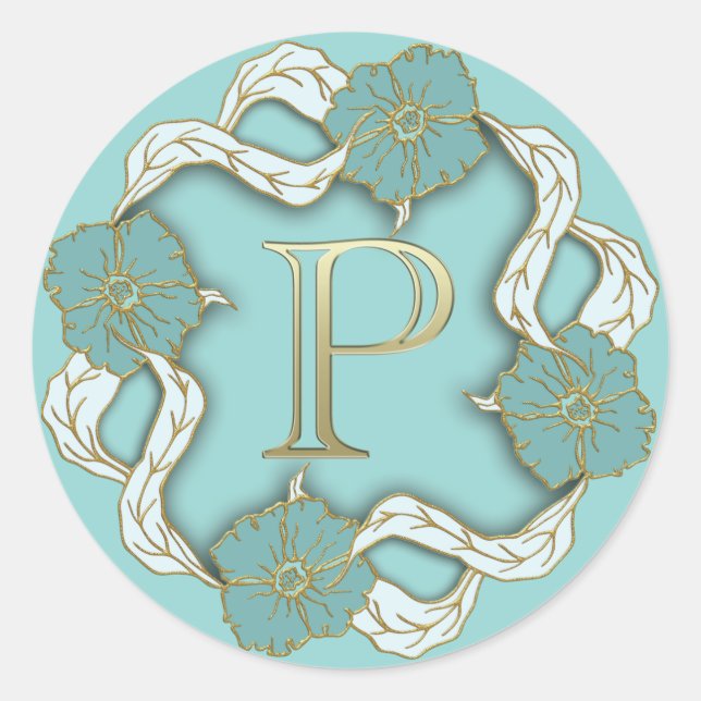 pegatinas iniciales de P en monograma (Anverso)