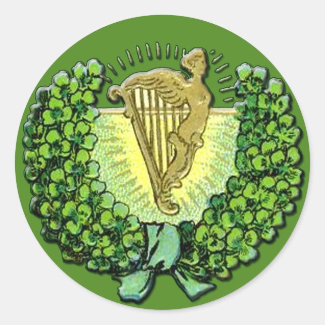 Pegatinas irlandeses de Shamrock y Harp (Anverso)