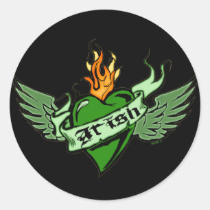 Pegatinas irlandeses del corazón alado