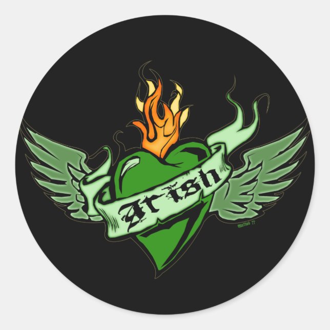 Pegatinas irlandeses del corazón alado (Anverso)