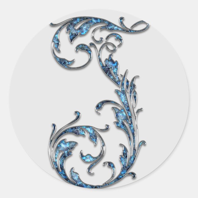 pegatinas J iniciales de monograma (Anverso)