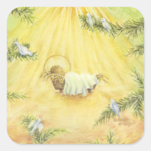 Pegatinas Jesús del navidad en pesebre con las