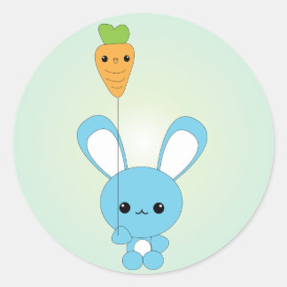 Pegatinas Kawaii Blue Bunny y Carrot Balloon